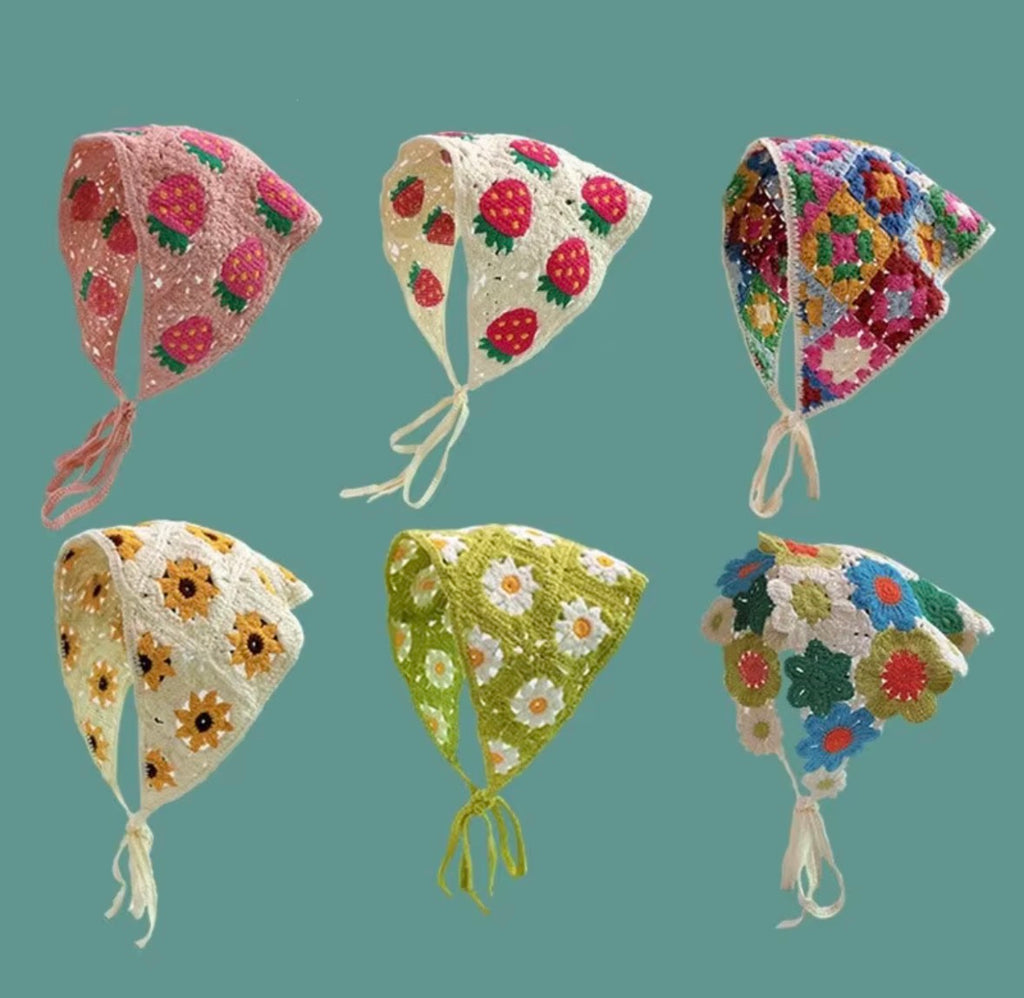 Handmade Crochet Bandana – 100% Cotton Hair Scarf