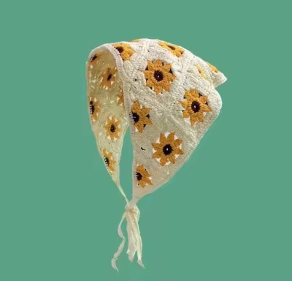 Handmade Crochet Bandana – 100% Cotton Hair Scarf