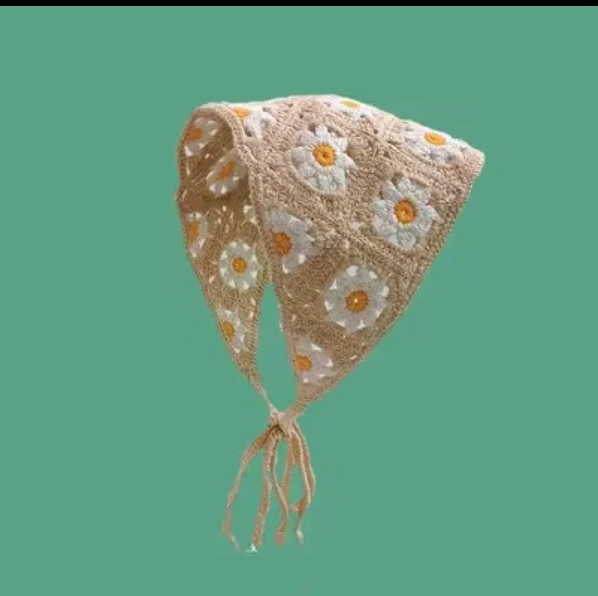 Handmade Crochet Bandana – 100% Cotton Hair Scarf